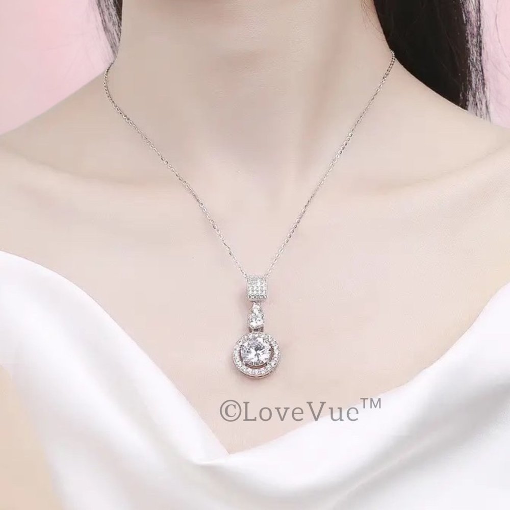 Certified 6ct. t.w. Diamond Brilliant Cut Halo Drop Necklace - Picture 5 of 14